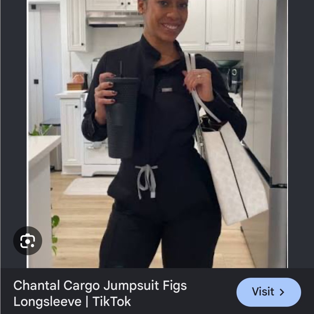 Figs Black Chantal cargo Jumpsuit with Gray Drawstring black medical scrubs